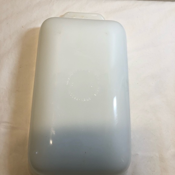 Vintage Fire King Milk Glass Green Flowers Pattern Loaf 9” x 5” - Picture 7 of 10